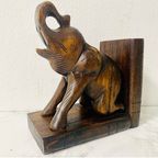 Vintage Houten Olifant Boekensteun thumbnail 2