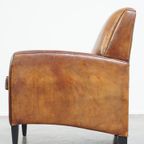 Mooie En Comfortabele Art Deco Design Schapenleren Fauteuil Met Een Prachtig Patina thumbnail 6