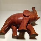 Vintage Gesneden Houten Olifant Trunk Up thumbnail 3