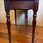 Magnifiek Bureau Werktafel Leer En Ingelegd Met Bladgoud 19e Eeuws Frans thumbnail 13