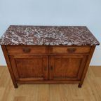Vintage Frans Dressoir Commode, Ladekast Bakamermeubel Met Marmer Blad thumbnail 3