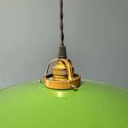 Groen Emaille Hanglamp Met Messing Armatuur thumbnail 4