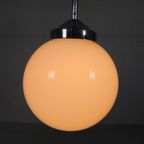 Oude Schoollamp Met Glazen Bol In Opaalglas, Jaren 30 thumbnail 7