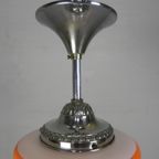 Art Deco Hanglamp Met Oranje Strepen, Jaren 30 thumbnail 12