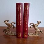 Paar Vintage Messing Boekensteunen, Steigerende Paarden Hollywood Regency thumbnail 2