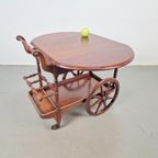 Vintage Spindle Bar Cart Hout Trolley 1970 Italië Side Table thumbnail 2