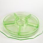 Hors D'Oeuvre Schaal/Bakjes - 6-Delig - Origineel - W.J. Rozendaal - Uranium Glas - 1930'S thumbnail 2