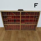 Brocante, Bruine Antieke Houten Letterbak, Wanddecoratie F thumbnail 5