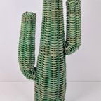 Vintage Rotan Cactus Bohemien Plant Boho Rattan Groen '70 thumbnail 5