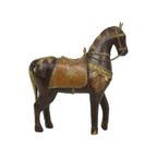 Vintage Houten Paard Belegd Met Koper Messing Beeld Sculptuur India 26Cm thumbnail 9