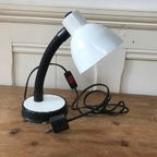 Vintage Veneta Lumi Italiaanse Bureau Lamp Uit De Jaren 70 . Zwart / Wit thumbnail 3