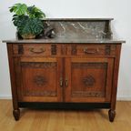 Vintage Frans Dressoir Commode, Ladekast Badkamermeubel Met Marmer Blad 112 thumbnail 2