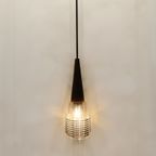 Vintage Hanglamp Glas Teakhout, Jaren '60 thumbnail 4