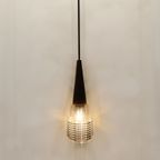 Vintage Hanglamp Glas Teakhout, Jaren '60 thumbnail 3