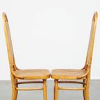 Set Van 2 Hoge Vintage Lichtbruine Bentwood Thonet Stijl Stoelen Model “lange Jan/ Long John” thumbnail 3