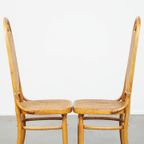 Set Van 2 Hoge Vintage Lichtbruine Bentwood Thonet Stijl Stoelen Model “Lange Jan/ Long John” thumbnail 3