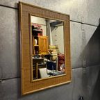 Italiaans Design Vintage Jaren 70 Dal Vera Bamboe Spiegel thumbnail 4