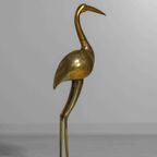 Mid-Century Messing Kraanvogel Sculptuur Vintage, 1970S thumbnail 2