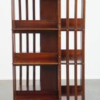 Zeer Mooie Grote Antieke Houten Engelse Boekenmolen Met Een Cast Iron Base thumbnail 2
