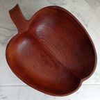 Handgemaakte Schaal. Appelvorm. Teak. Mid-Century thumbnail 4