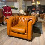 Engelse Vintage Bendic Chesterfield Clubfauteuil Cognac Leer thumbnail 3