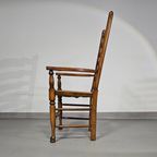 Set Of 4 Oak, Rustic, Farmhouse, Ladderback Dining Chairs With Rush Seats 1960s thumbnail 6