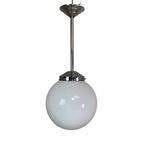 Art Deco Hanglamp Met Witte Bol, Jaren 30 thumbnail 10