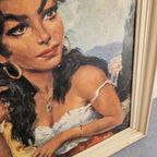 Vintage Torino Druk In Lijst Zigeunerin Jaren 70 thumbnail 5