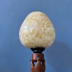 Handgesneden Houten Tafellamp Met Art Deco Stijl Kap thumbnail 9