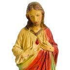 Vintage Jezus Beeld Xl Heilig Hart Rood thumbnail 4