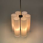 Vintage Hanglamp / Kroonluchter, Melkglazen Kokers, Duitsland 1970'S thumbnail 4