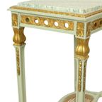 Antieke Vergulde Bijzettafel Console Groen Marmer Louis Xvi thumbnail 15