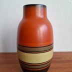 Vintage West Germany Vaas Oranje, Zwart thumbnail 3