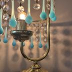 2 Stuks Murano Opaline Blauwe Tafellamlpen Vintage Kristal thumbnail 4