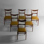 Set Van 6 Vintage Mid-Century Stoelen Met Unieke Gebogen Rug thumbnail 2