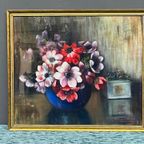 M.Steenbruggen. Stilleven Met Bloemen In Een Blauwe Vaas. thumbnail 2