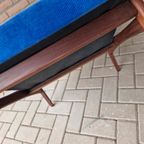 Set Vintage Deense Fauteuils Jaren 60 Ribstof Blauwe Stoelen thumbnail 17