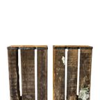 Set Van 2 Vintage Gele Houten Kisten Jaren 60 thumbnail 5