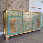 Oosterse Stijl Dressoir/ Kast In Goud En Turquoise thumbnail 4