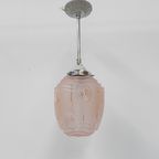 Art Deco Hanglamp Met Roze Glazen Kap thumbnail 4