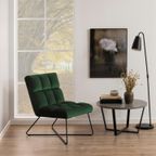 Zaragoza Fauteuil Fluweel - Groen Met Zwarte Poten thumbnail 13