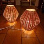 2 Rotan Atomic Stijl Tafellampen Ibiza Boho. thumbnail 6