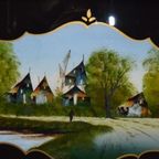 Ouderwets Dienblad Met Geschilderd Glas thumbnail 4