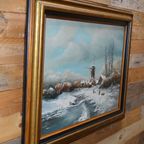 Schilderij Winter Landschap Met Molen thumbnail 7