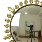 Vintage Metalen Zonnespiegel Convex Goud Deknudt Jaren 70 thumbnail 11