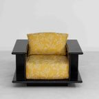 Italiaanse Mid-century Lounge Fauteuil In Zwart Hout En Gele Stof Door Carlo Bartoli thumbnail 9