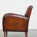Karaktervolle Schapenleren Fauteuil/ Armchair Met Een Mooi Patina En Warme Kleuren thumbnail 11