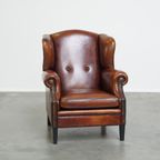 Prachtige, Comfortabele En Luxe Oorfauteuil Gemaakt Van Schapenleer thumbnail 2