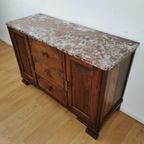 Vintage Antiek Dressoir, Tv Meubel Ladekast Met Marmer Blad thumbnail 9