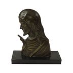 Bronzen Art Deco Beeld Christus Profiel Salvatore Melani Kunst 1930 thumbnail 13